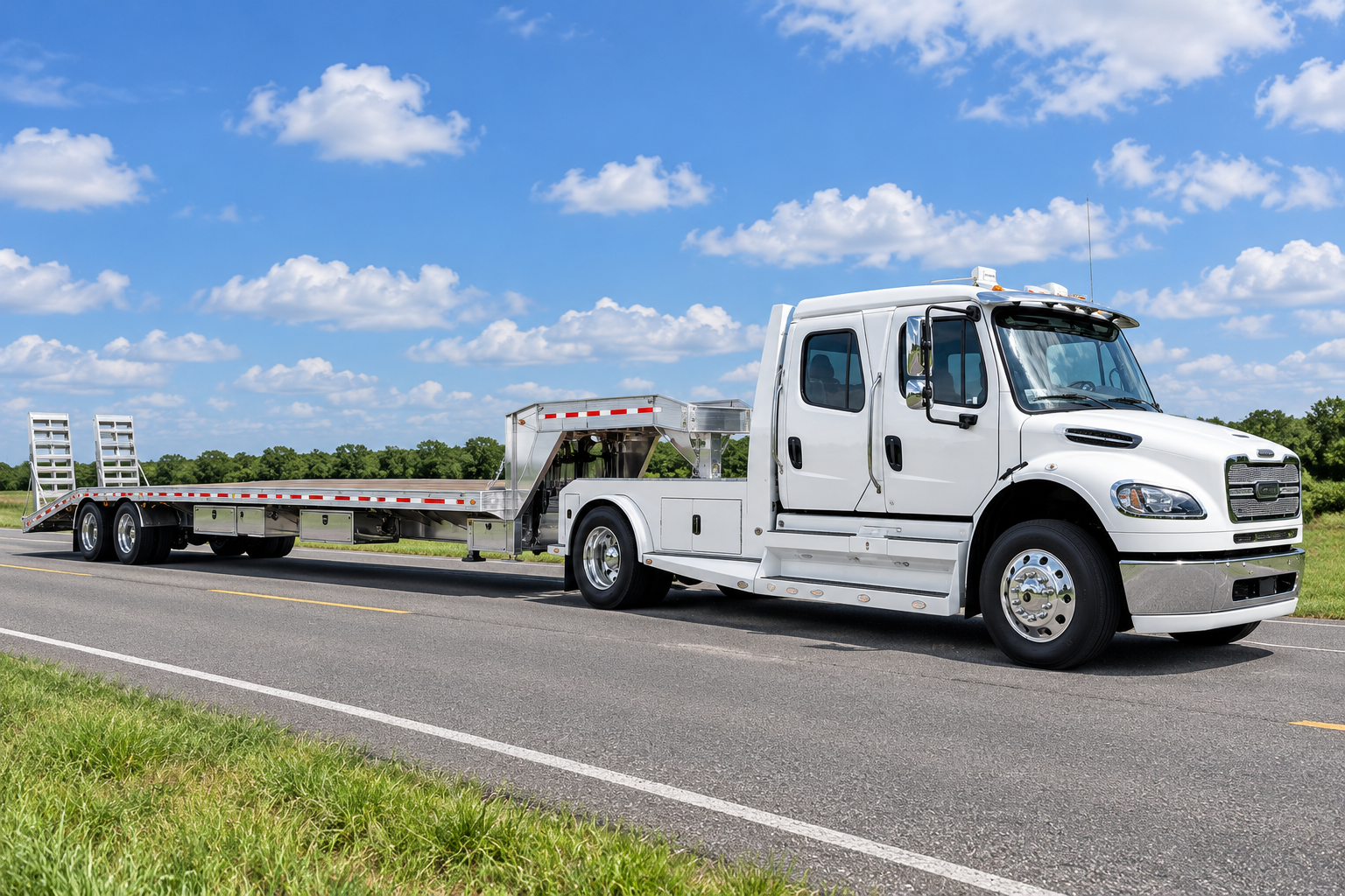 Ford one-ton pickup and aluminum dual tandem gooseneck trailer